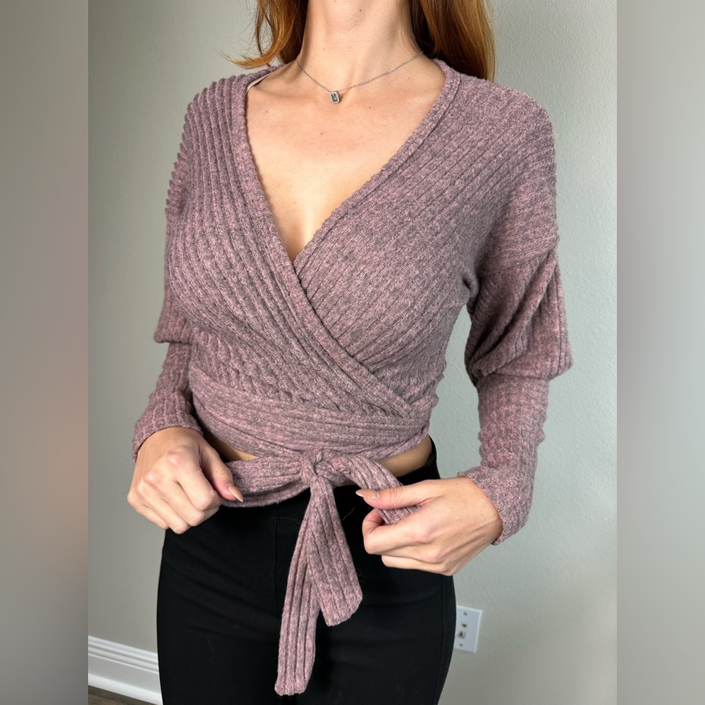 Fashion Nova  long sleeve wrap knit top